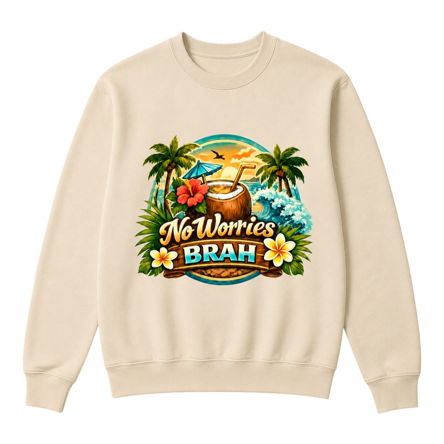 “No Worries” Custom Sweatshirt — custom print by Custom-Printing.us
